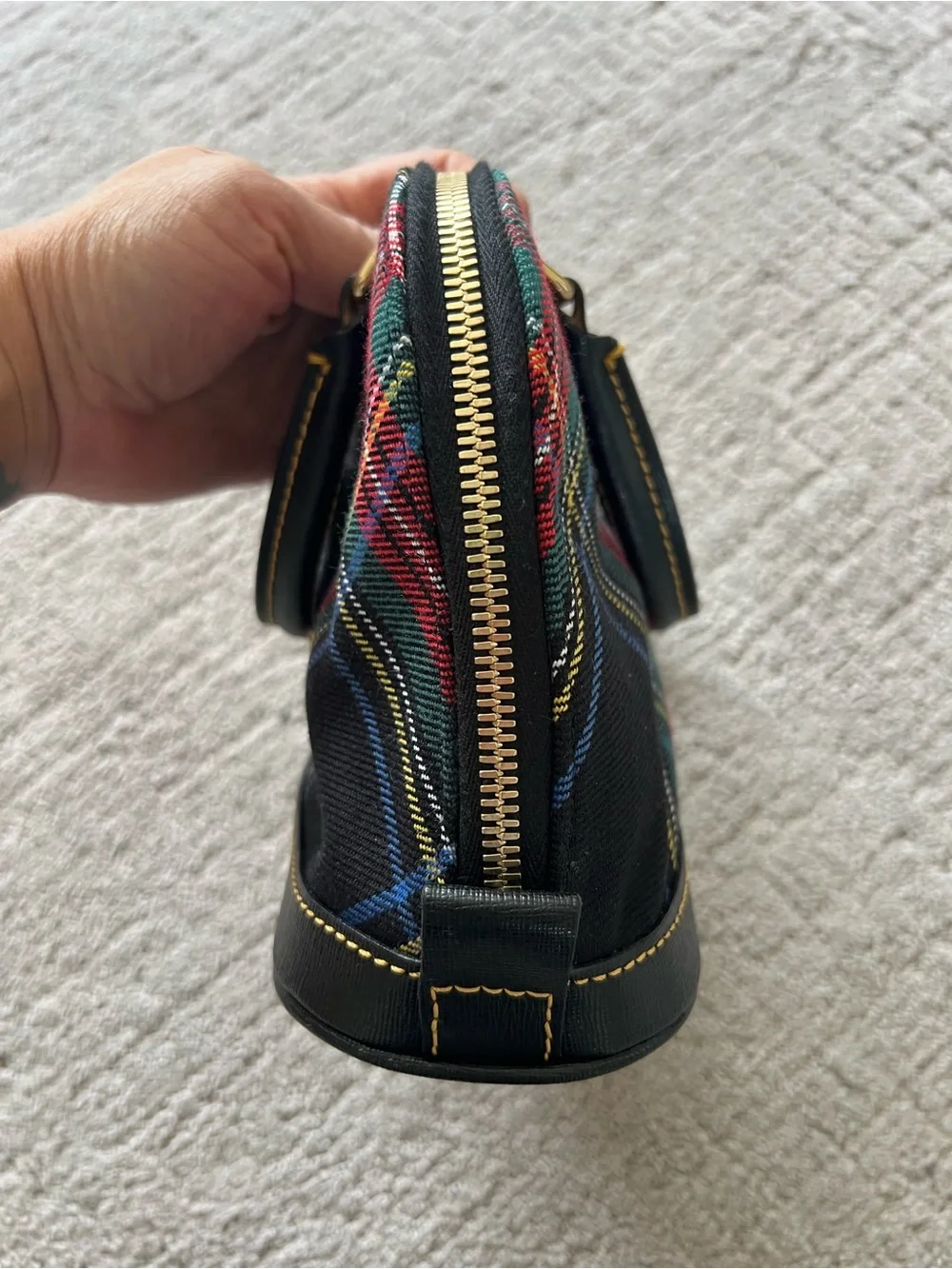 Dooney & Bourke Black Tartan Dome Mini Satchel with Red & Green Plaid - Picture 4 of 16